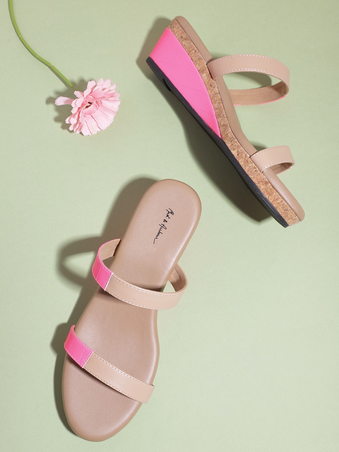 

Mast & Harbour Colourblocked & Textured Wedges, Nude