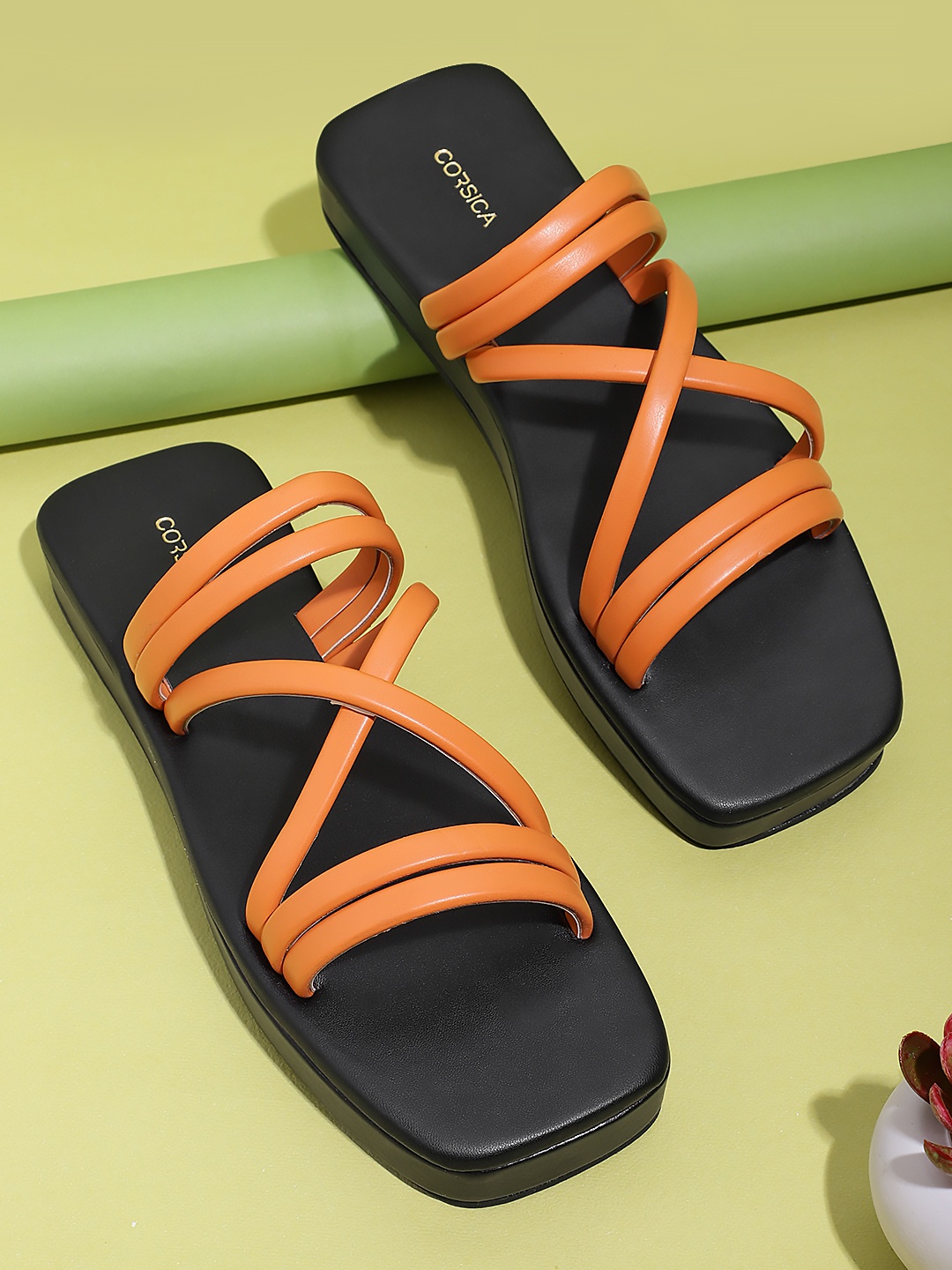 

CORSICA Women Strappy Open Toe Flats, Orange