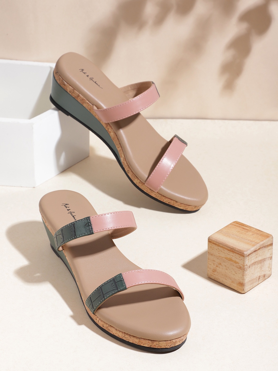 

Mast & Harbour Colourblocked & Textured Wedges, Rose