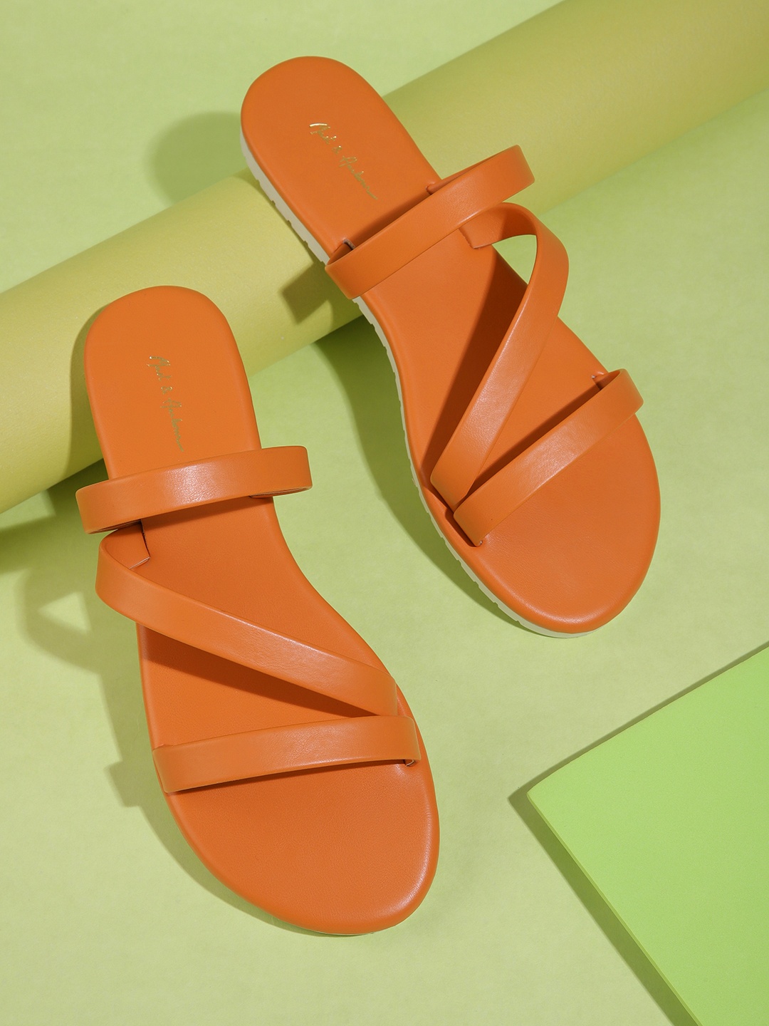 

Mast & Harbour Women Open Toe Flats, Orange