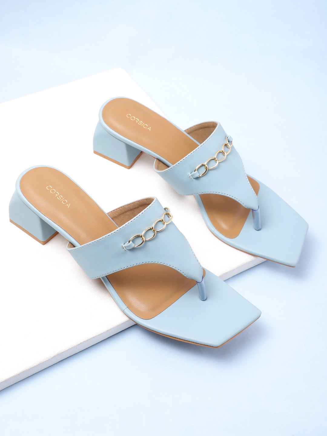 

CORSICA Women Block Heels With Chain Detail, Blue