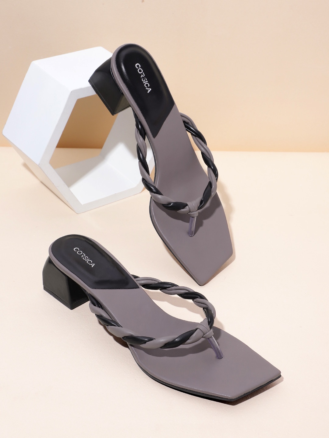 

CORSICA Women Woven Design Block Heels, Black