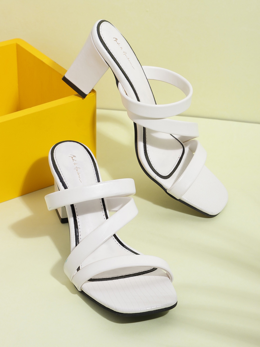 

Mast & Harbour Strappy Block Heels, White