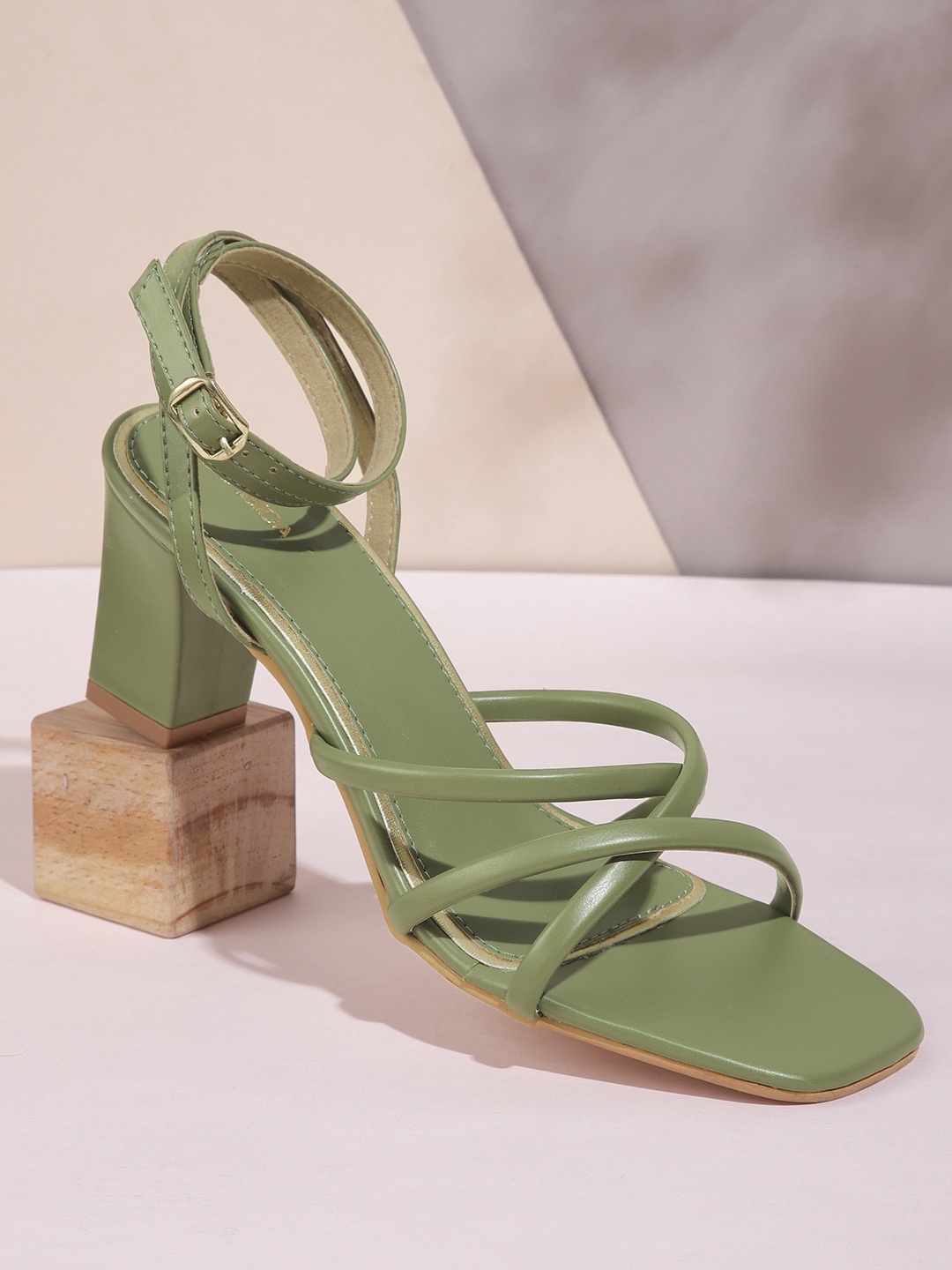 

CORSICA Strappy Block Heels, Green