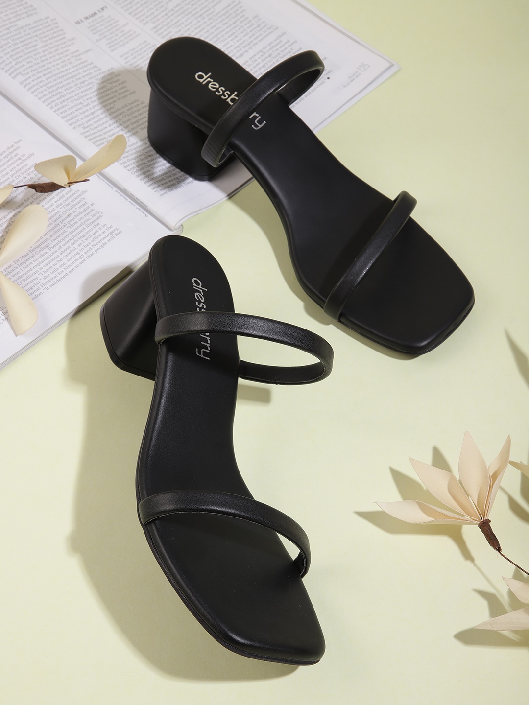 

DressBerry Strappy Block Heels, Black