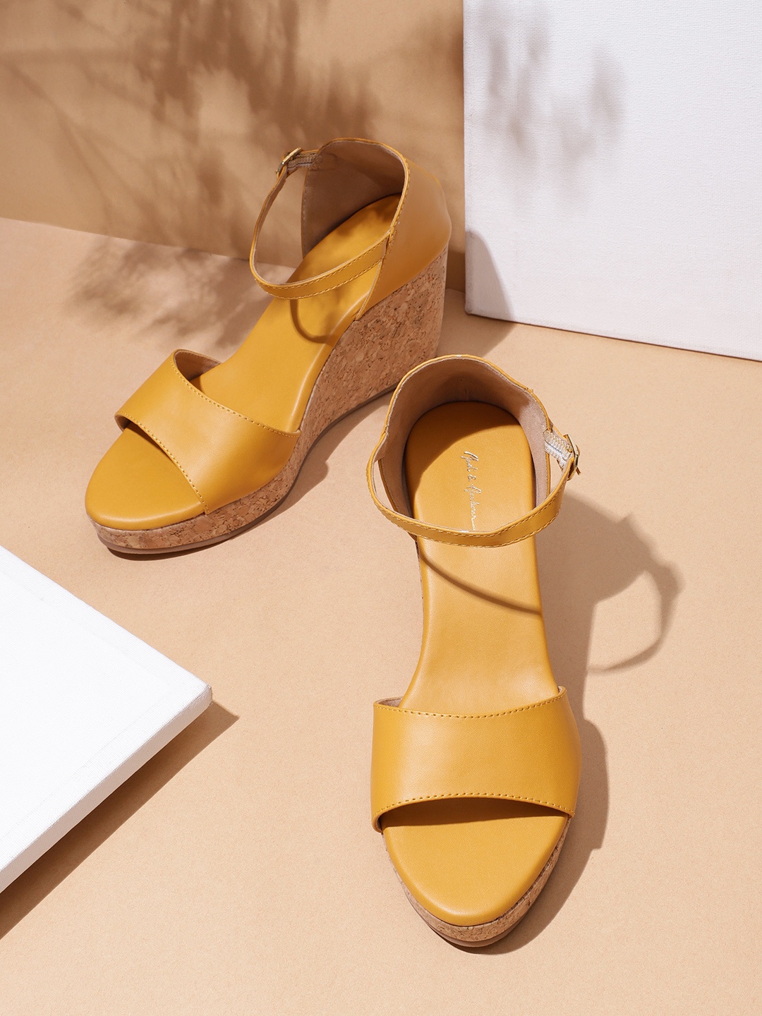 

Mast & Harbour Open Toe Wedges, Mustard