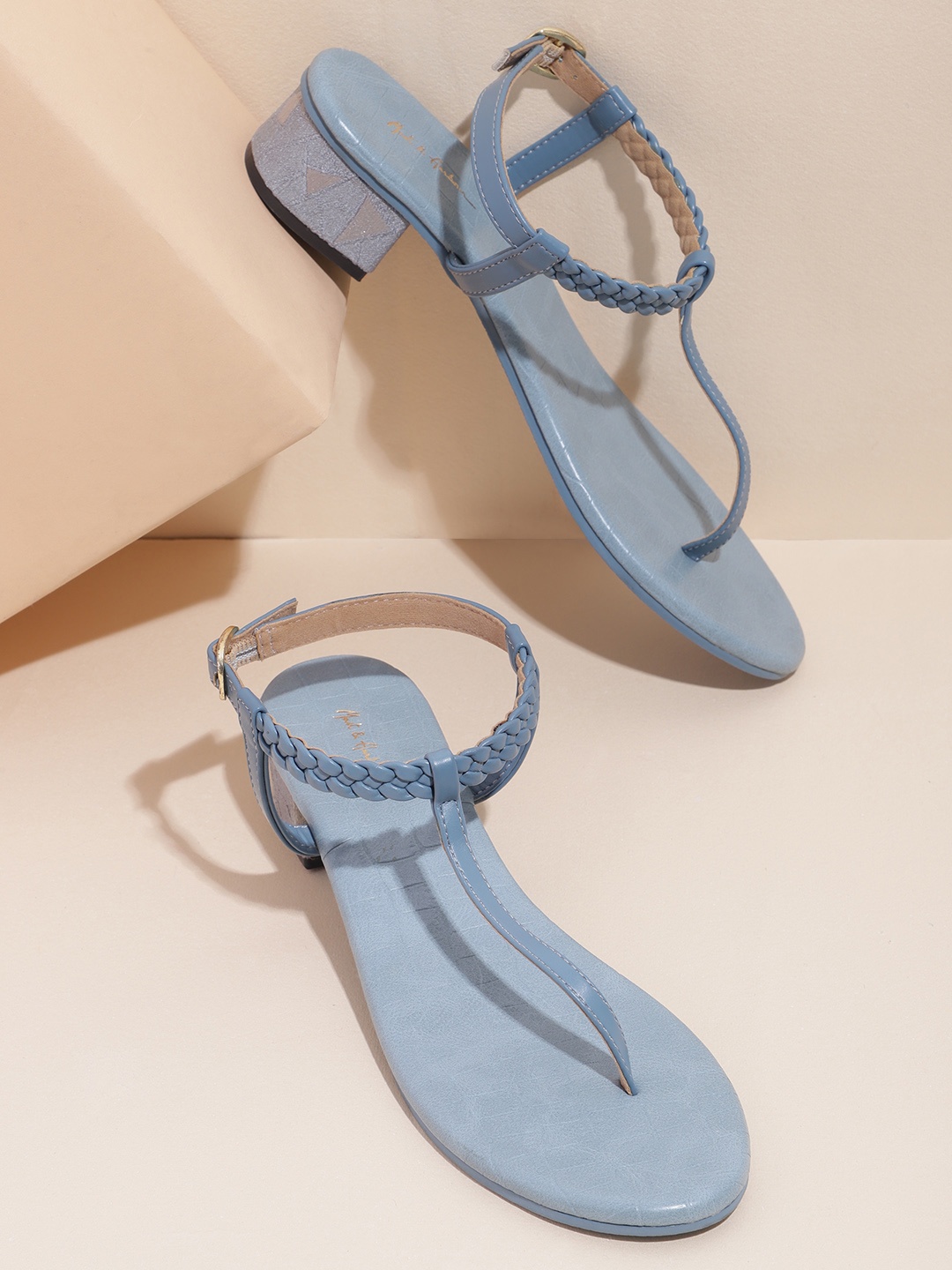 

Mast & Harbour Woven Design Block Heel, Blue