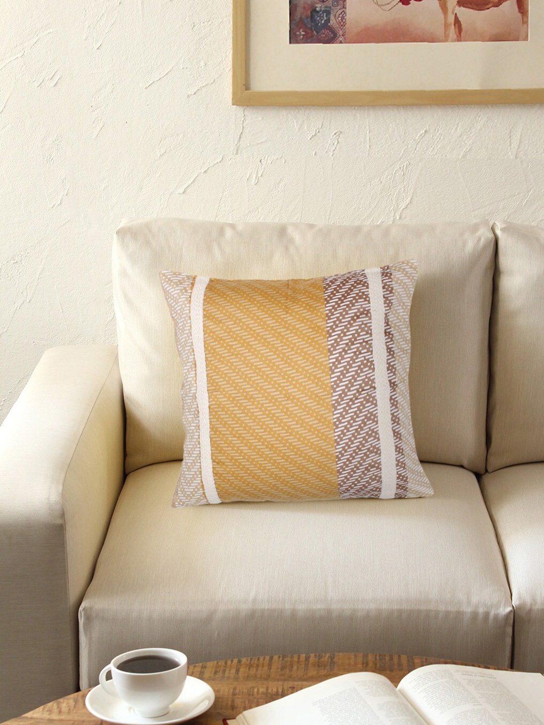 

House This Bunai Brown & Beige Colourblocked Square Cushion Covers