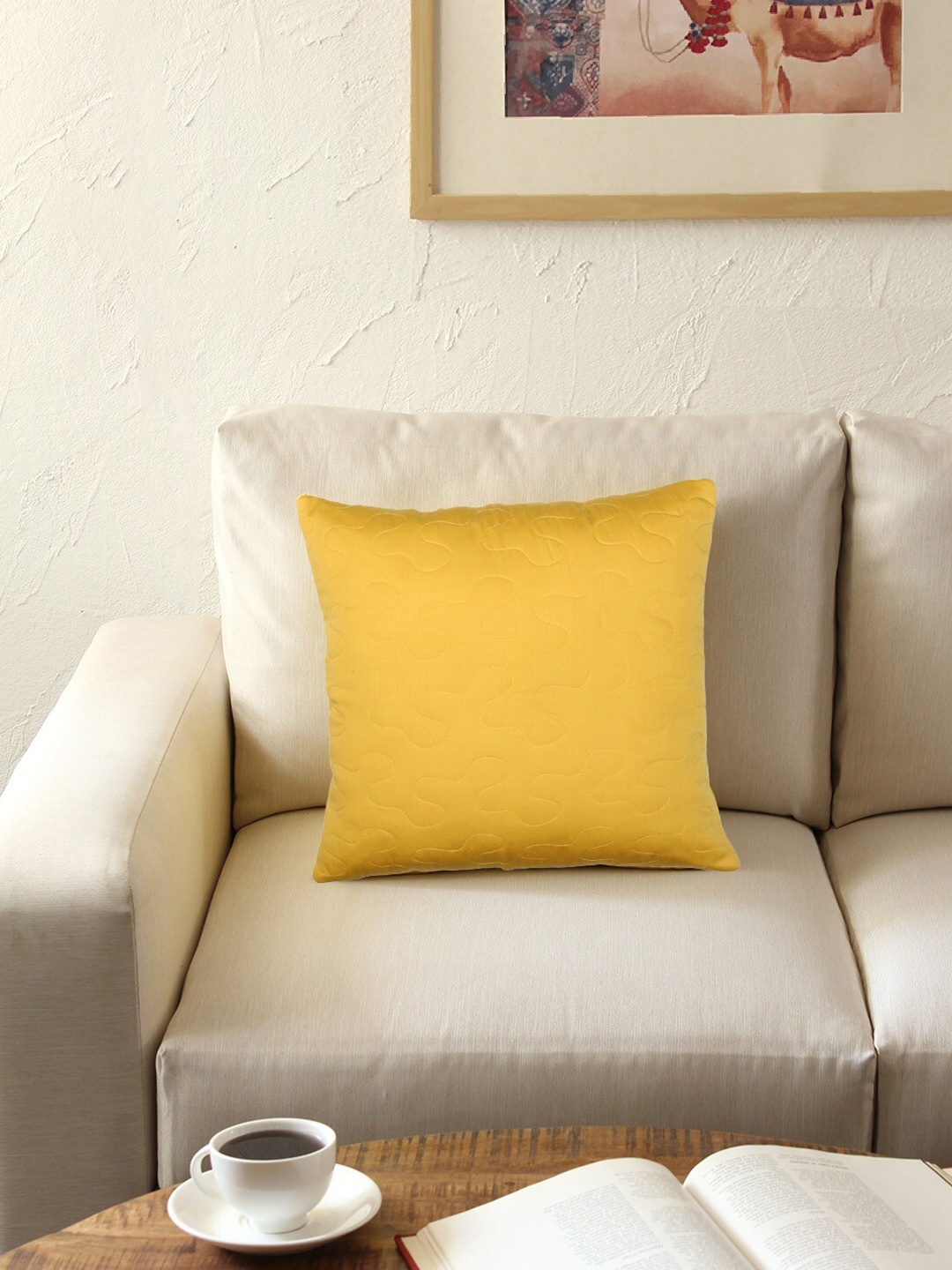 

House This Suryamukhi Yellow Square Cushion Covers