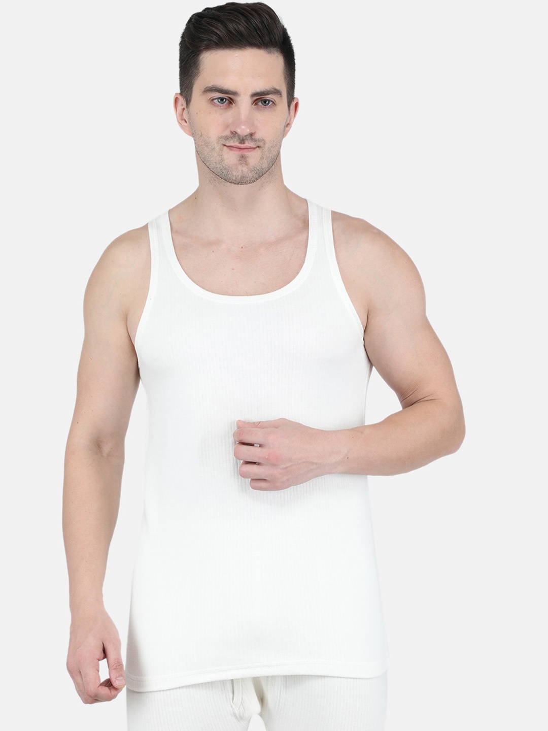 

Monte Carlo Men Plus Size Cotton Thermal Vest, Off white