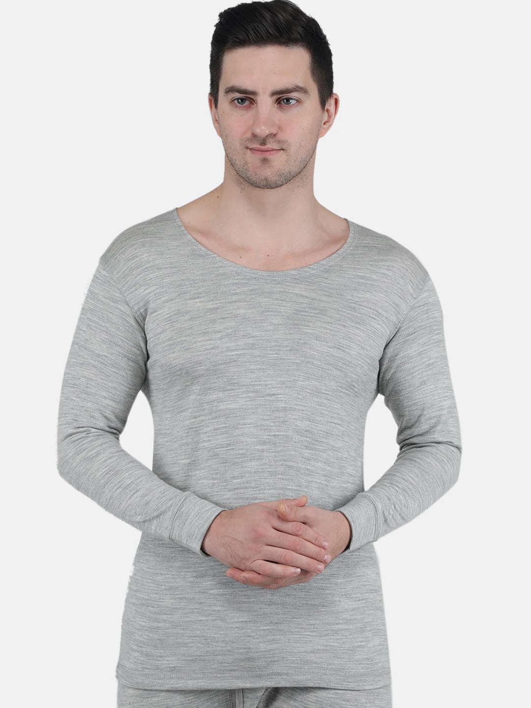 

Monte Carlo Men Pure Wool Thermal Top, Grey