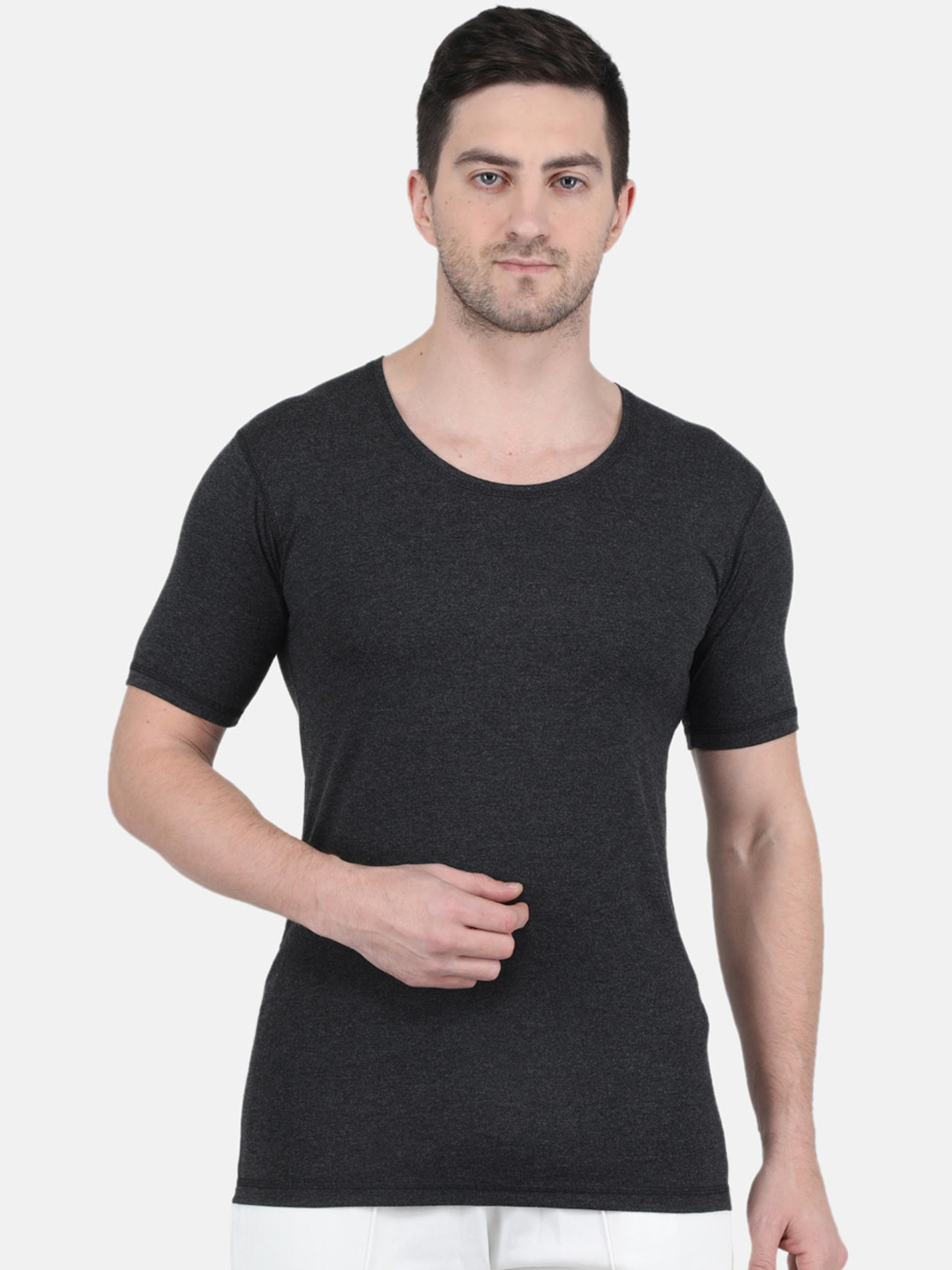 

Monte Carlo Men Cotton Round Neck Thermal Tops, Grey