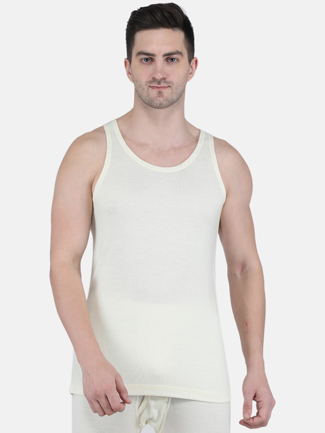 

Monte Carlo Men Woolen Thermal Vest, Cream