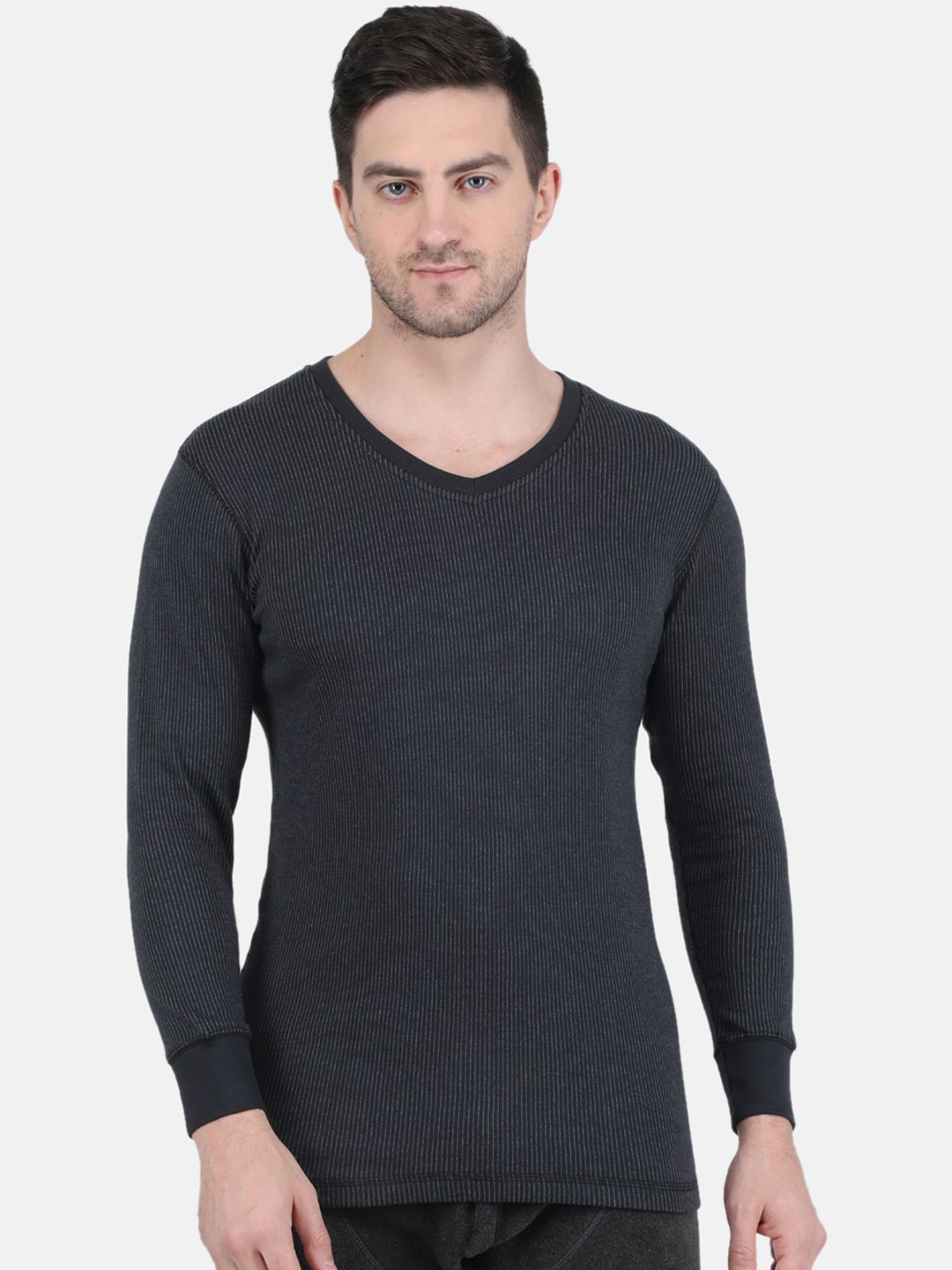 

Monte Carlo Men Cotton Ribbed Thermal Tops, Black