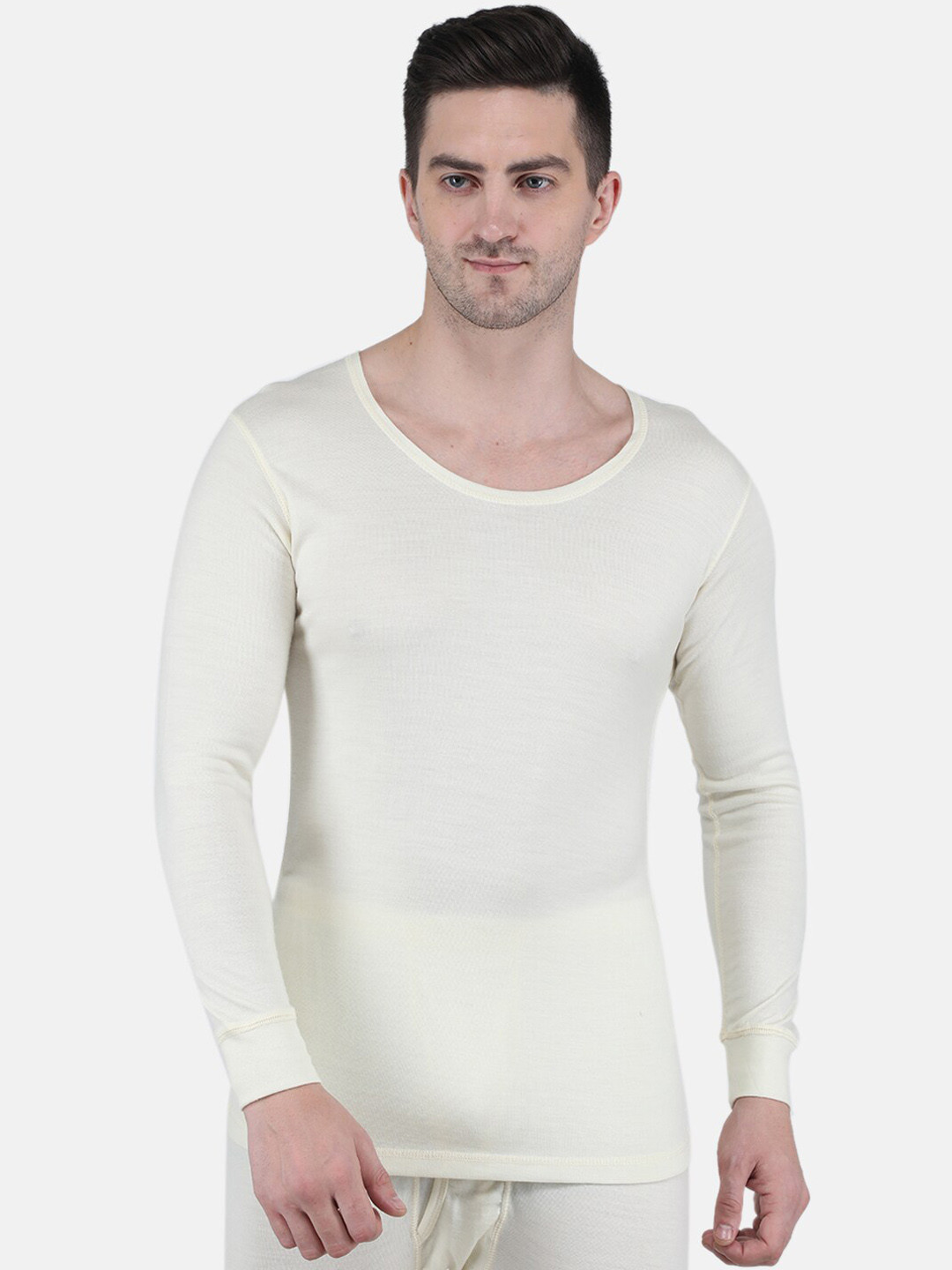 

Monte Carlo Men Plus size Pure Wool Thermal Vest, Cream