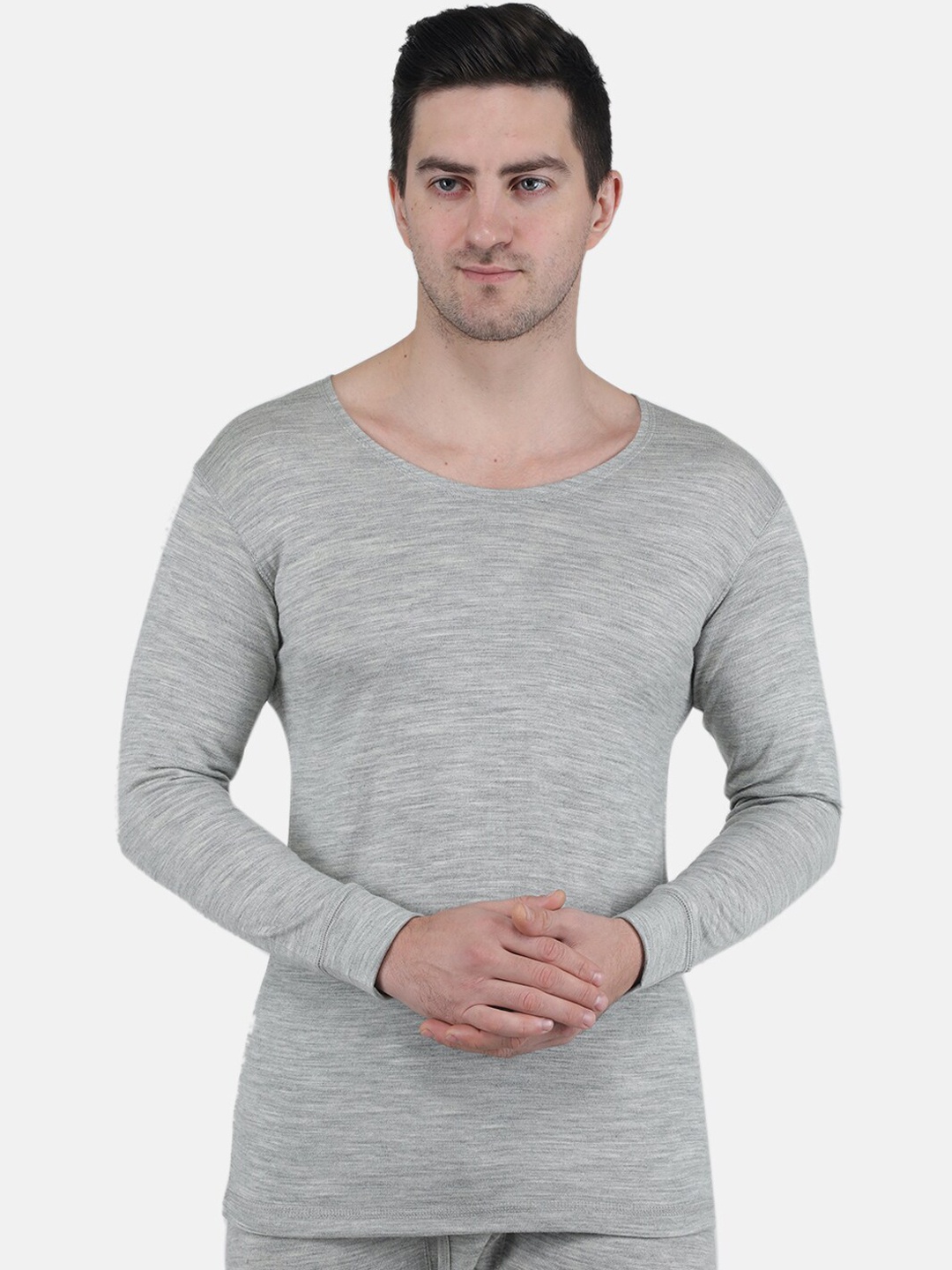 

Monte Carlo Men Pure Woolen Round Neck Thermal Vest, Grey