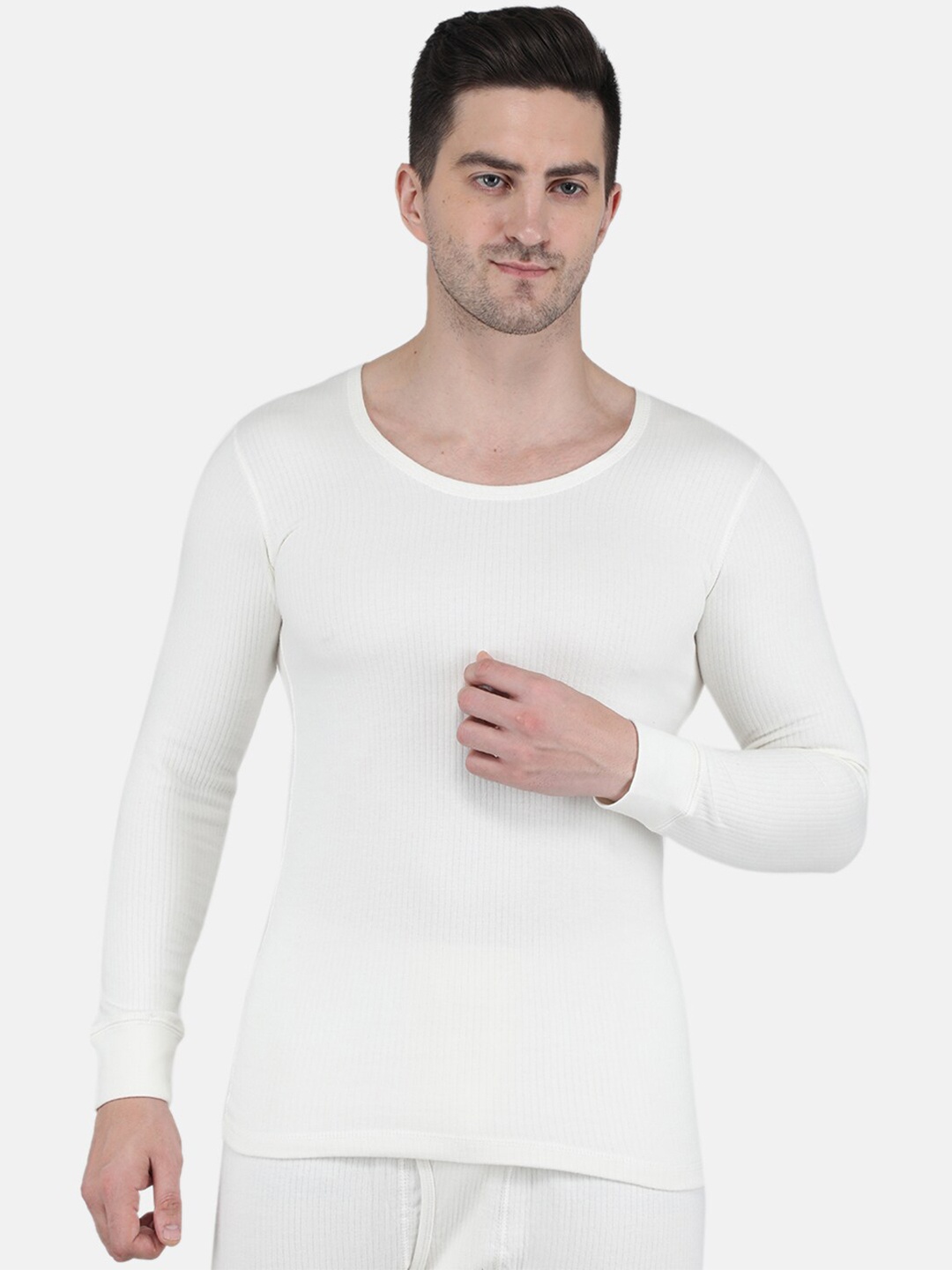 

Monte Carlo Men Ribbed Cotton Thermal Vest, Off white