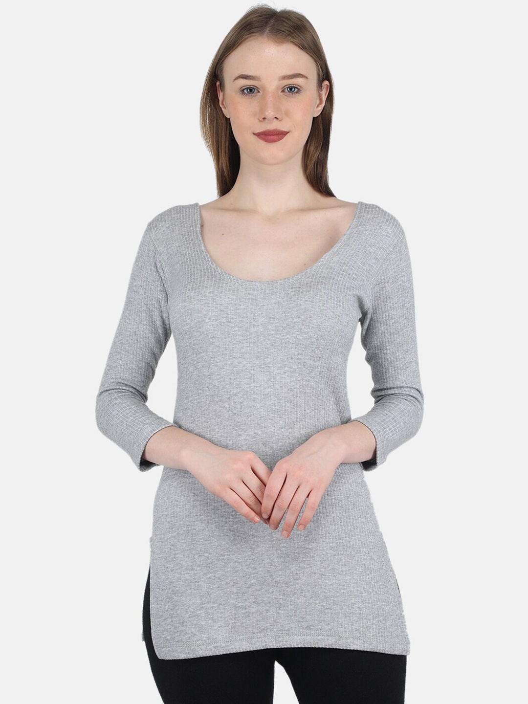 

Monte Carlo Women Solid Cotton Thermal Tops, Grey