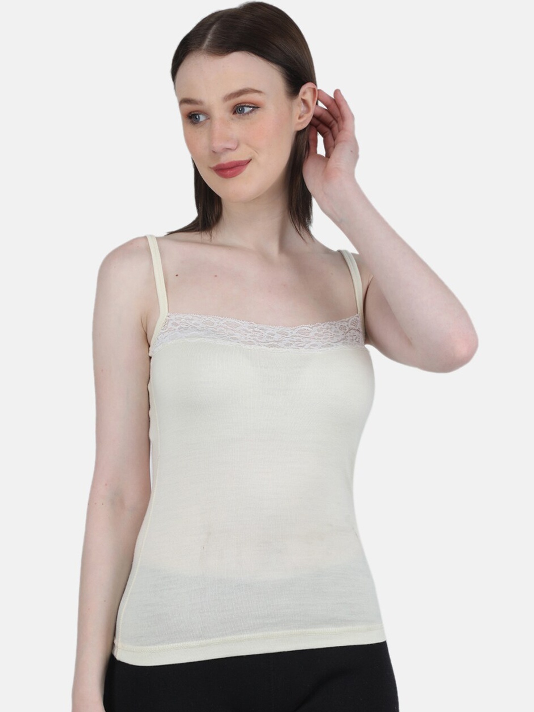 

Monte Carlo Women Cotton Sleeveless Thermal Tops, Cream