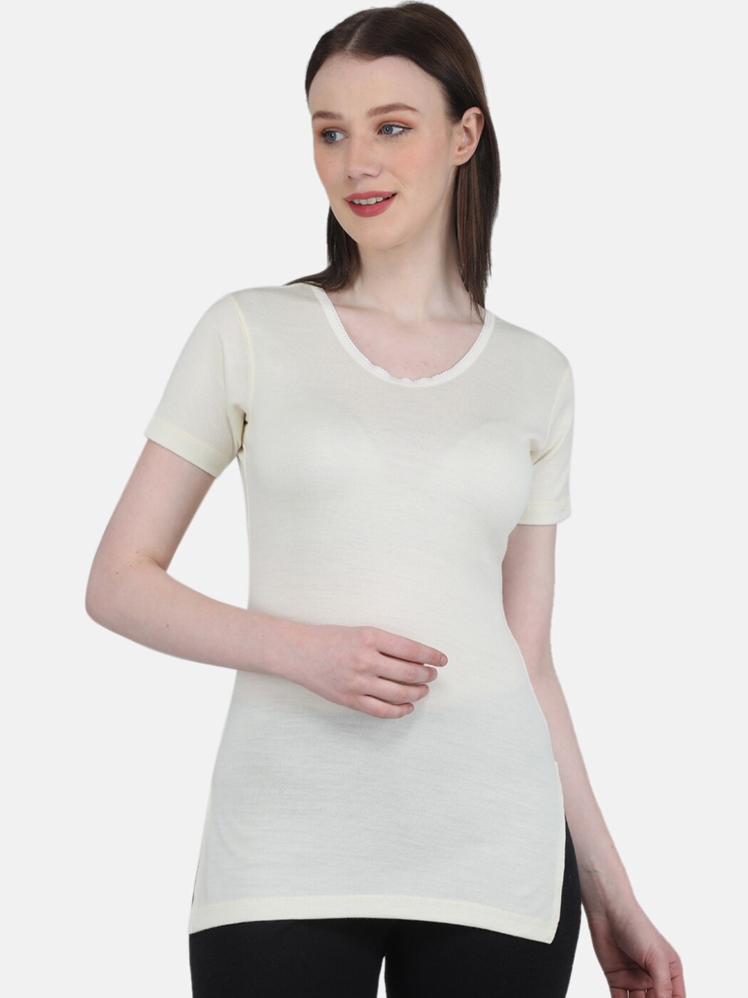 

Monte Carlo Women Woolen Thermal Vest, Cream