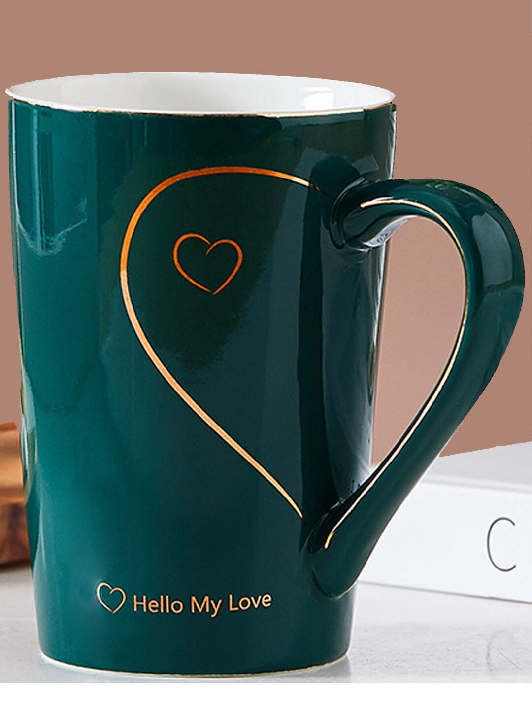 

BonZeaL Green 3D Classy Printed Ceramic Glossy Mug 300 ml