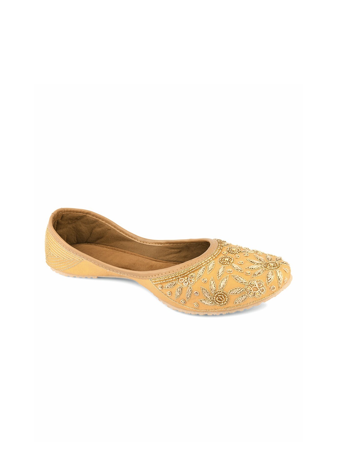 

DESI COLOUR Women Embellished Ethnic Mojaris Flats, Gold