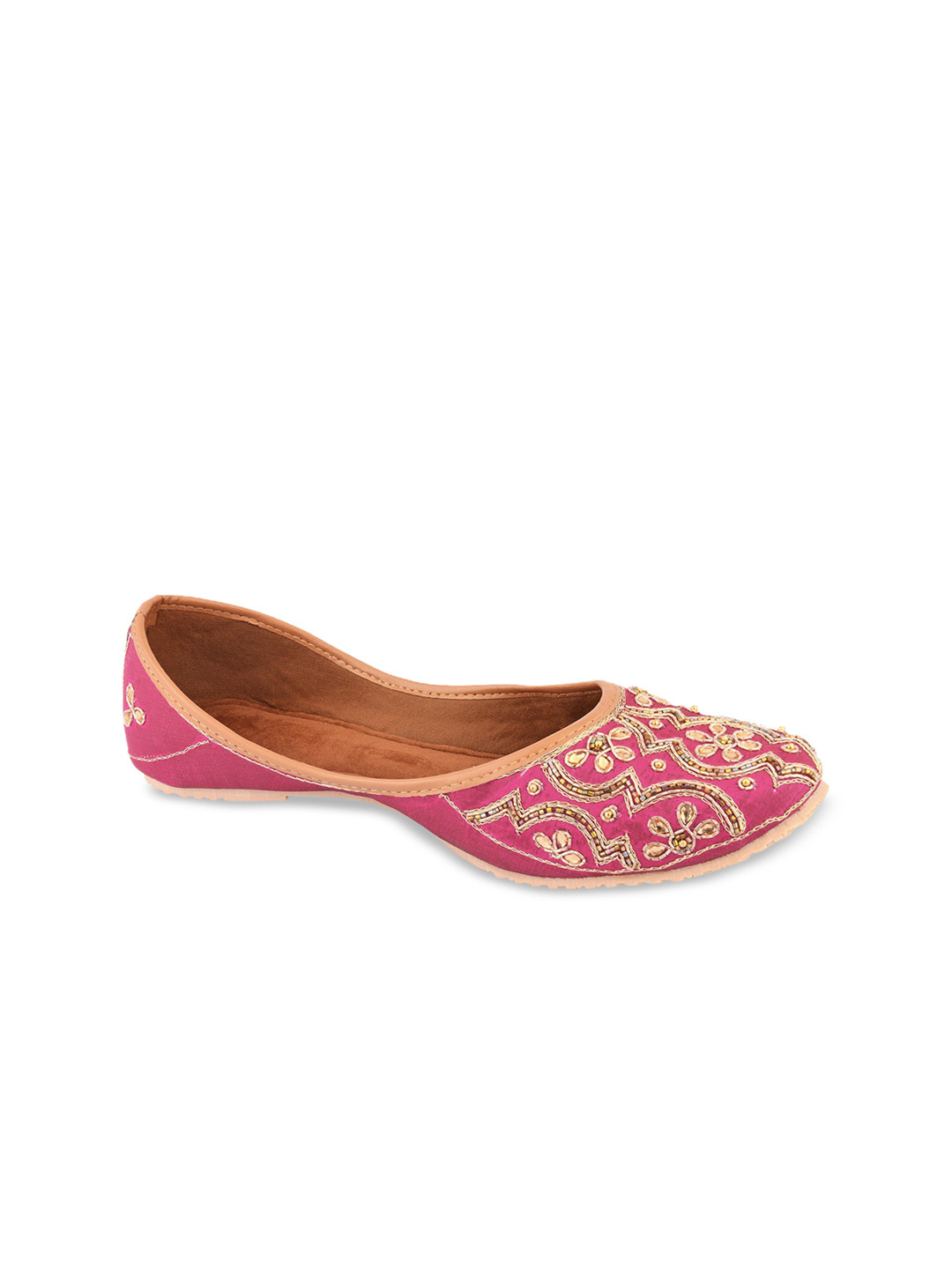 

DESI COLOUR Women Embellished Ethnic Mojaris Flats, Pink