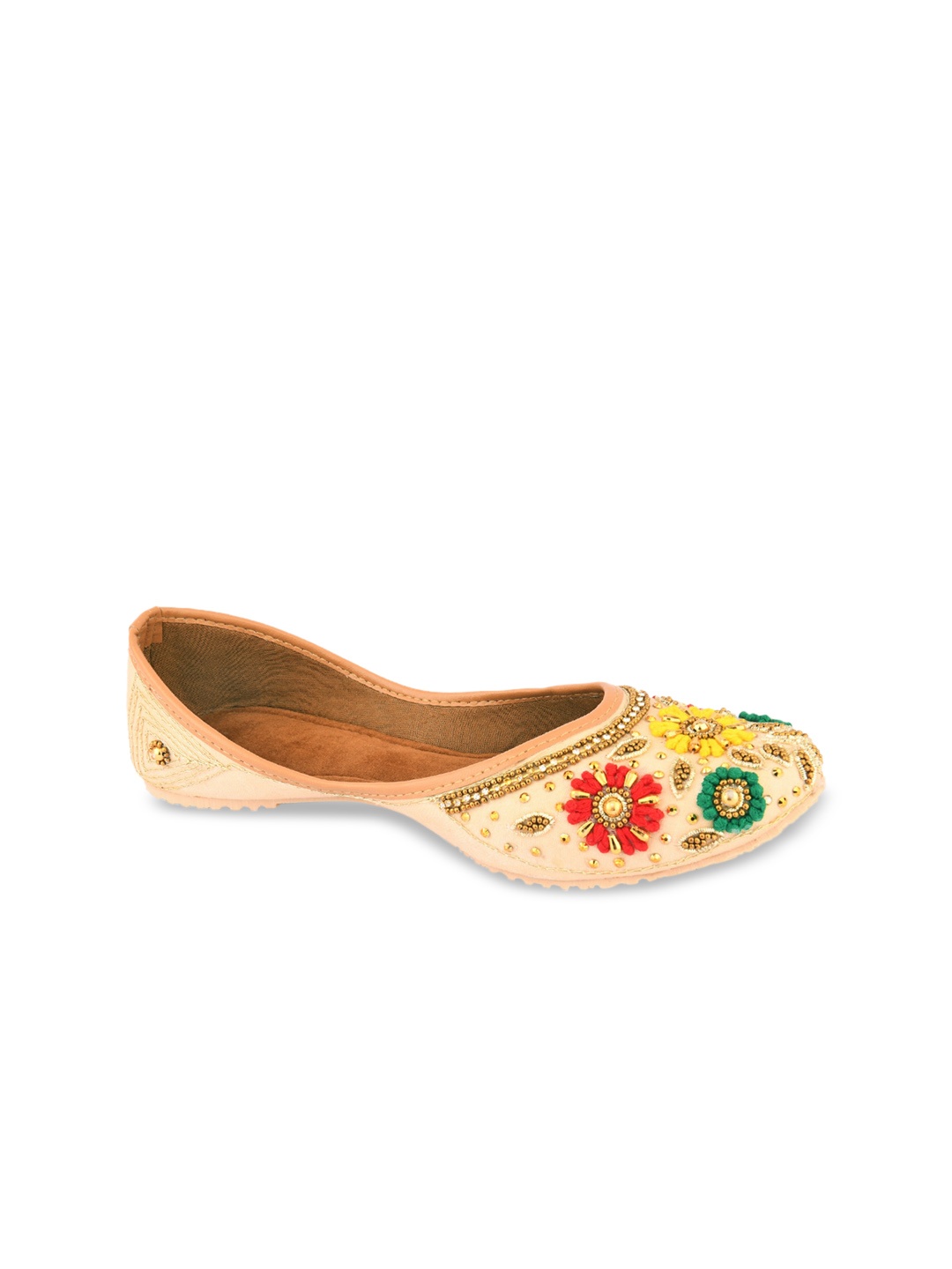 

DESI COLOUR Women Embroidered Ethnic Mojaris Flats, Beige