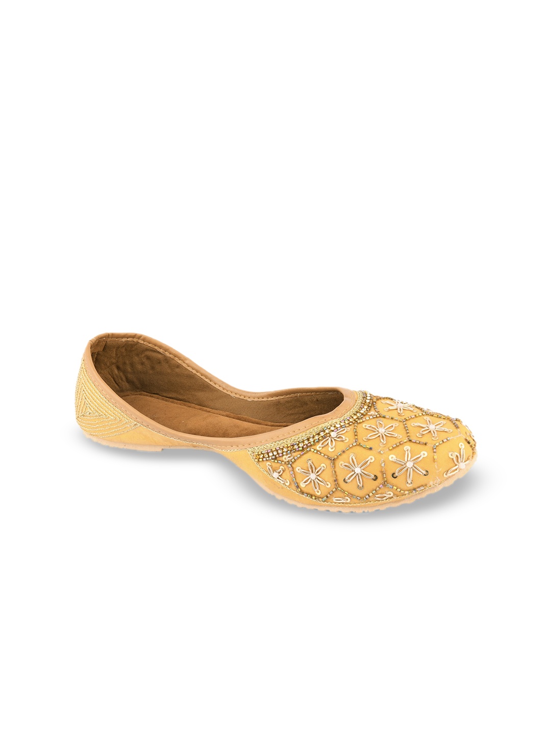 

DESI COLOUR Women Embellished Ethnic Mojaris Flats, Gold