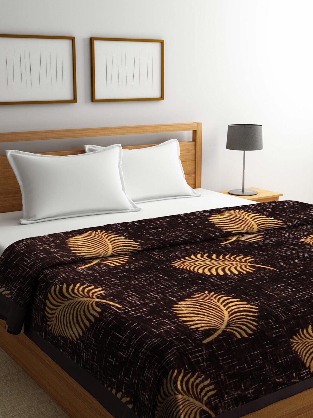 

Arrabi Brown & Beige Floral 900 GSM Mild Winter Double Bed Blanket