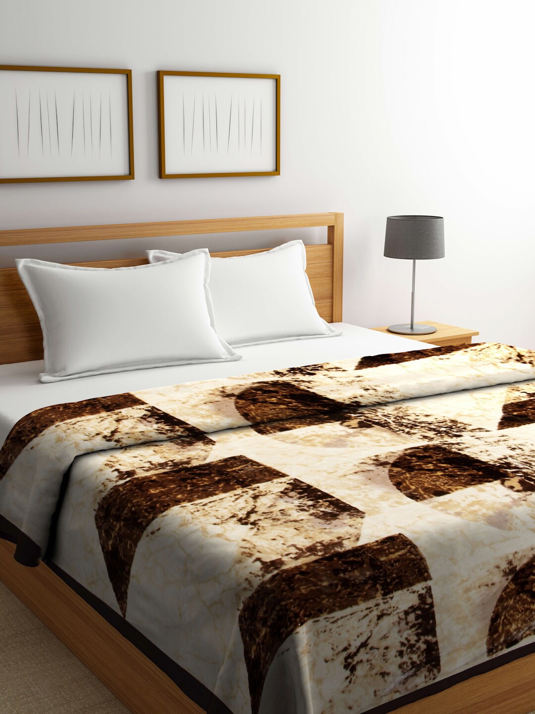 

Arrabi Brown & Cream Printed 1100 GSM Mild Winter Double Bed Blanket