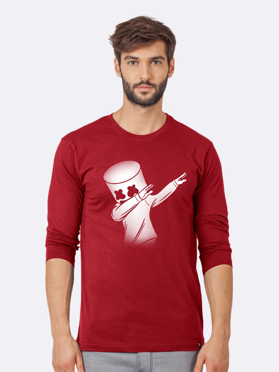 

Bewakoof Men Grpahic Printed Cotton T-shirt, Red