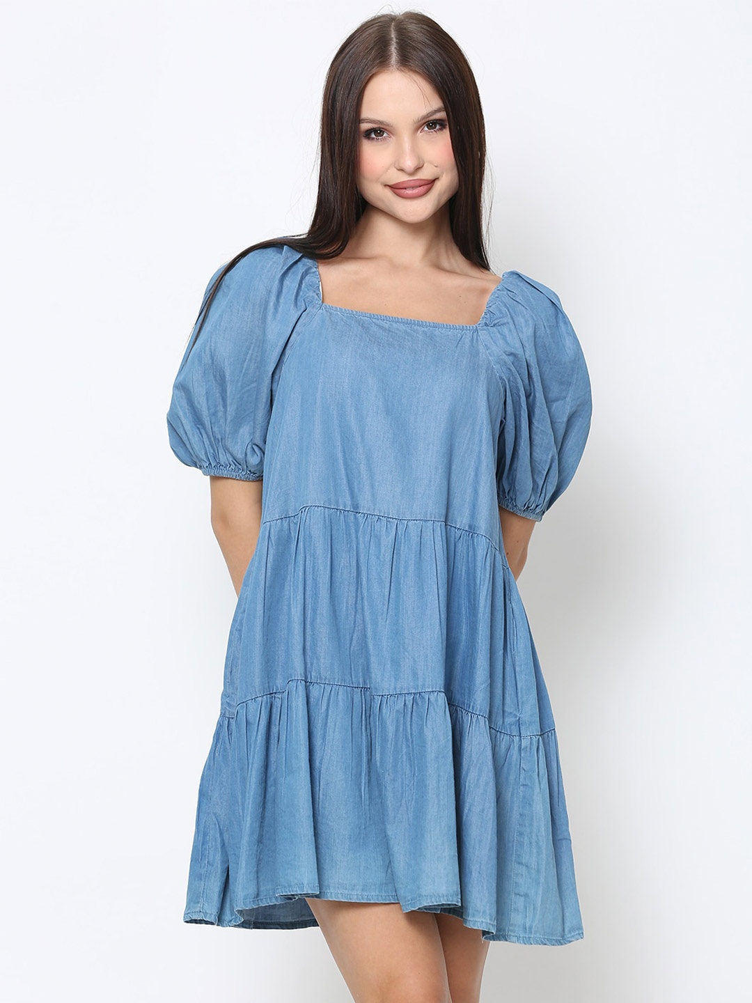

DRIRO Denim A-Line Dress, Blue