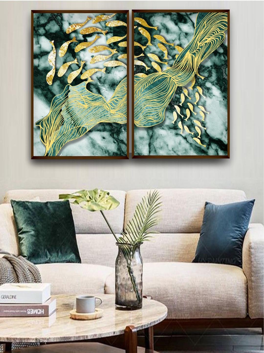 

The Art House Yellow-Colored & Green Abstract Printed Framed Wall Art