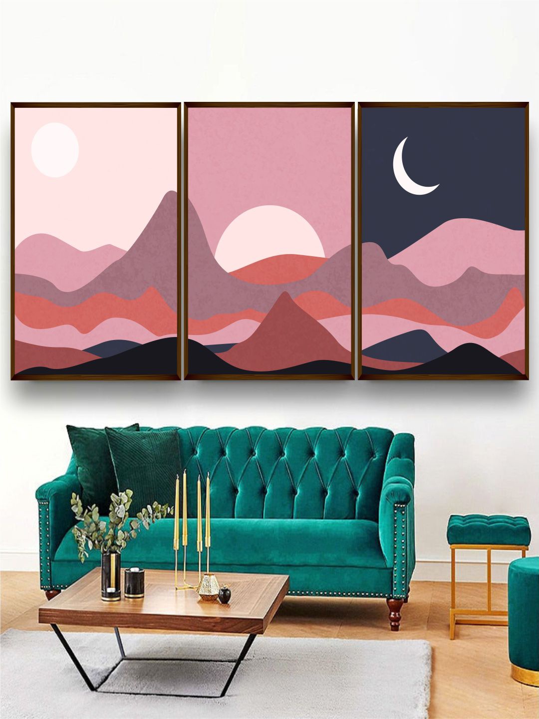 

The Art House Set Of 3 Pink & Black Abstract Printed Framed Wall Art