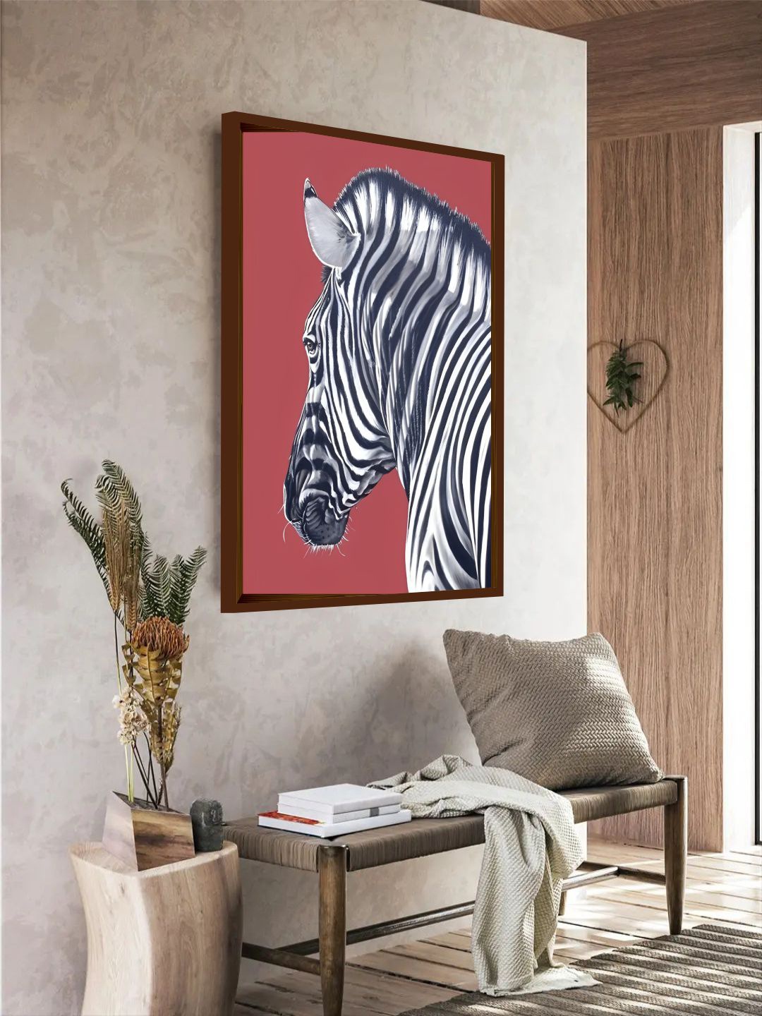 

The Art House Maroon & White Abstract-Printed Framed Wall Painting