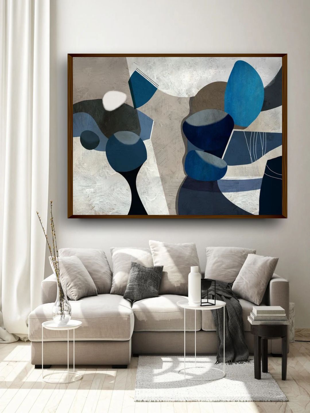 

The Art House Blue & Black Abstract Printed Framed Wall Painting