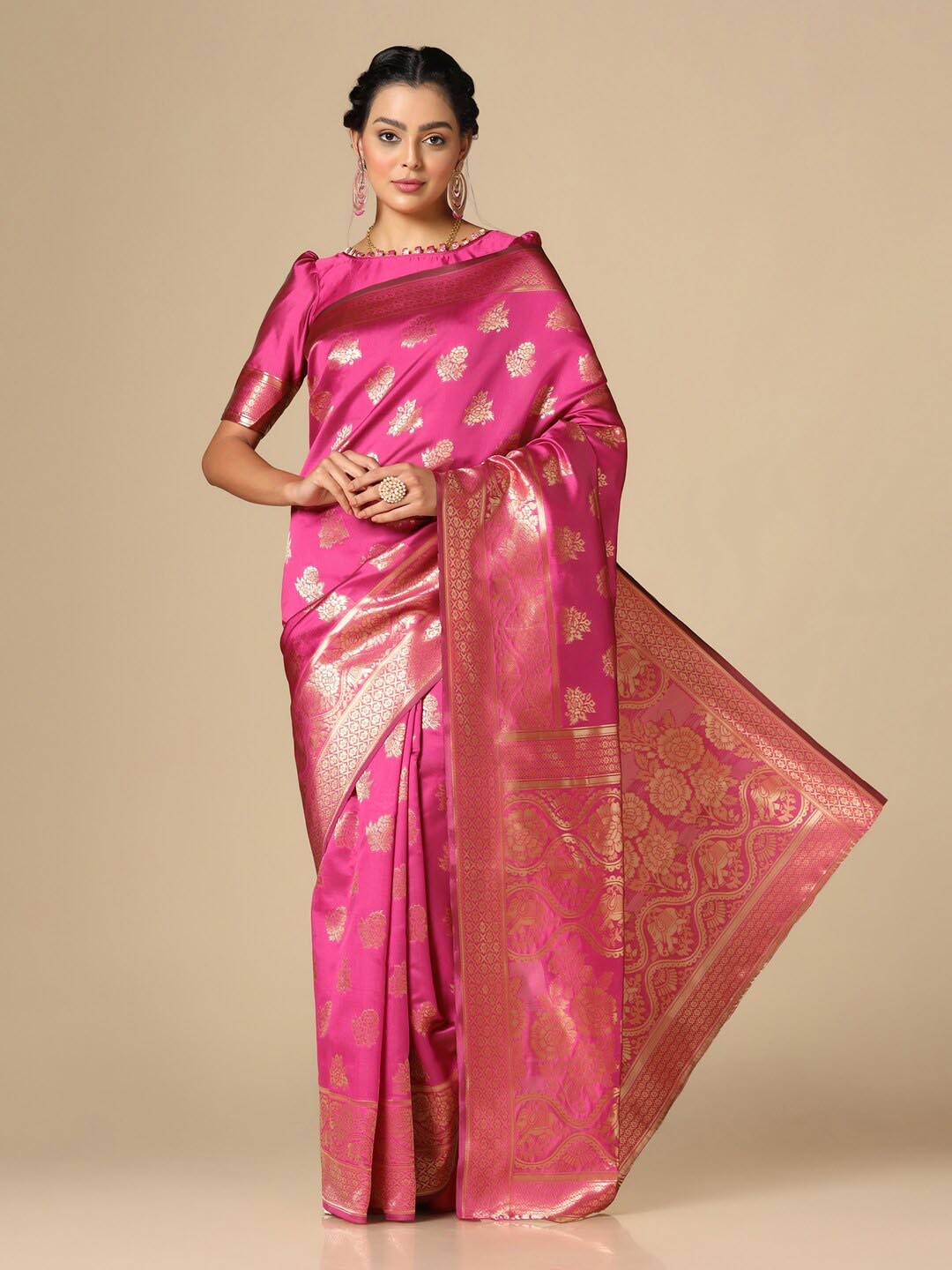 

KALINI Woven Design Zari Banarasi Saree, Pink