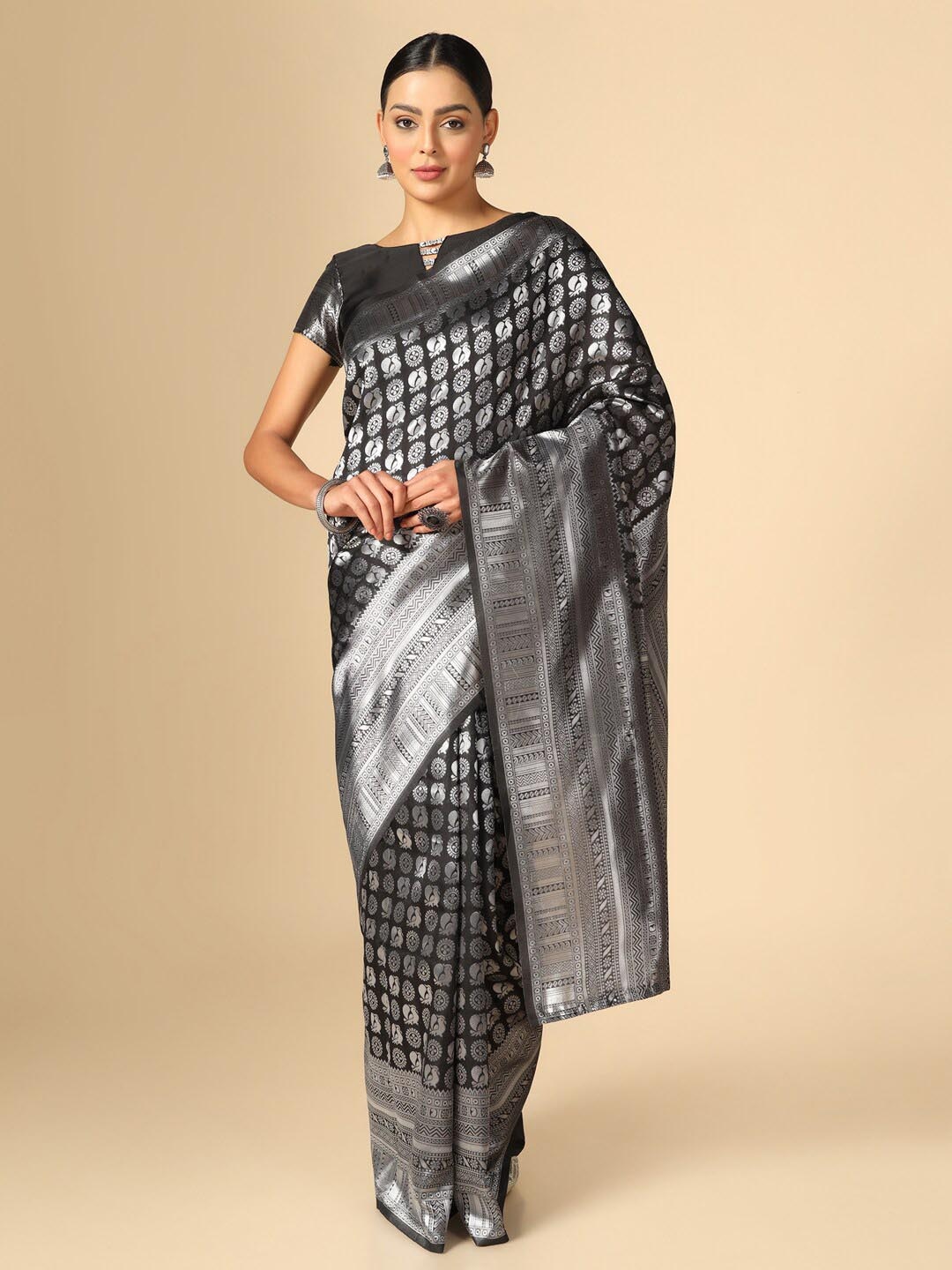 

KALINI Woven Design Zari Banarasi Saree, Black