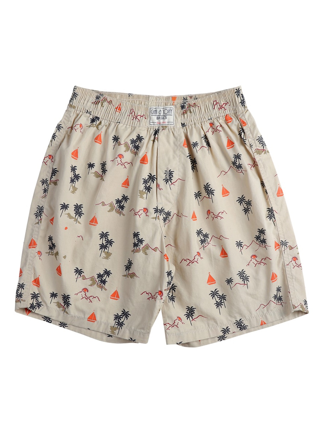 

Gini and Jony Boys Conversational Printed Cotton Shorts, Khaki