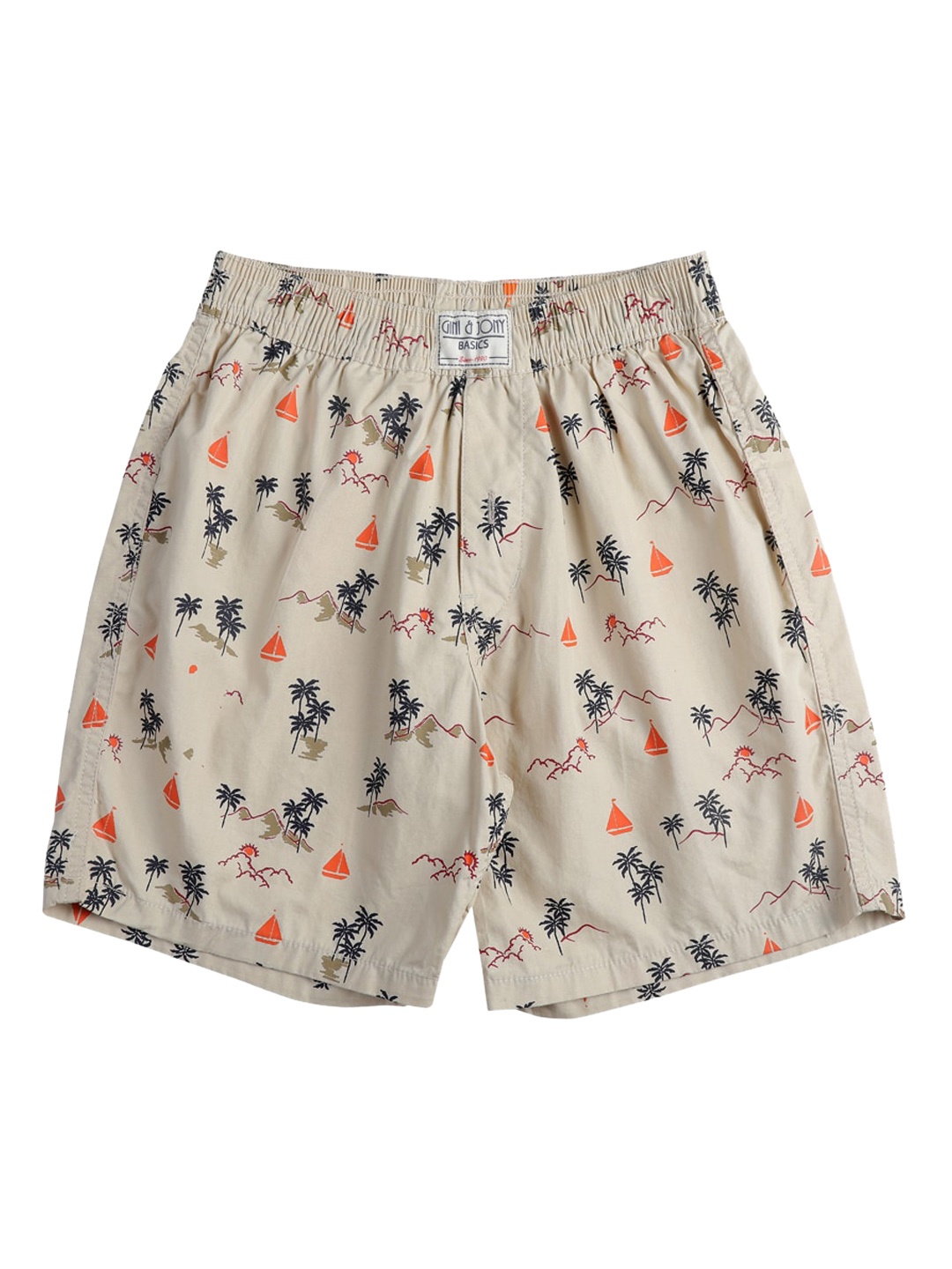 

Gini and Jony Boys Conversational Printed Cotton Shorts, Khaki