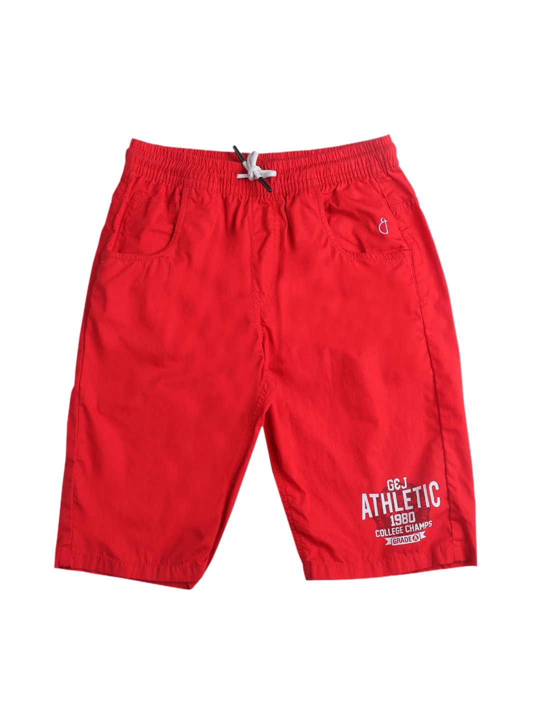 

Gini and Jony Boys Typography Printed Cotton Shorts, Red