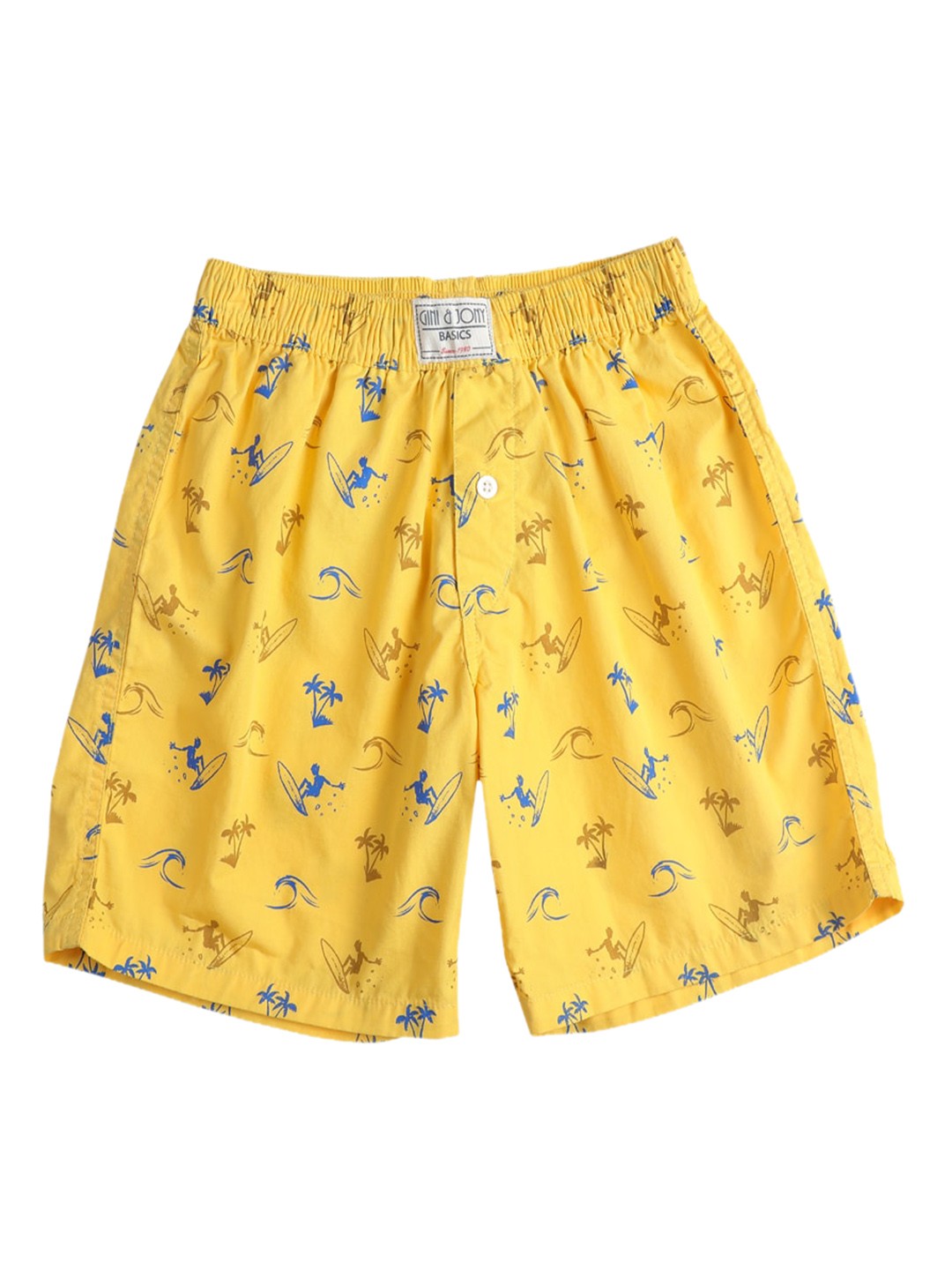 

Gini and Jony Boys Printed Cotton Shorts, Yellow