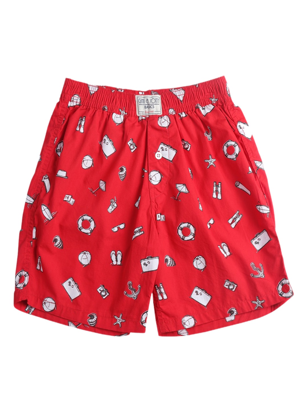 

Gini and Jony Boys Cotton Conversational Printed Shorts, Red