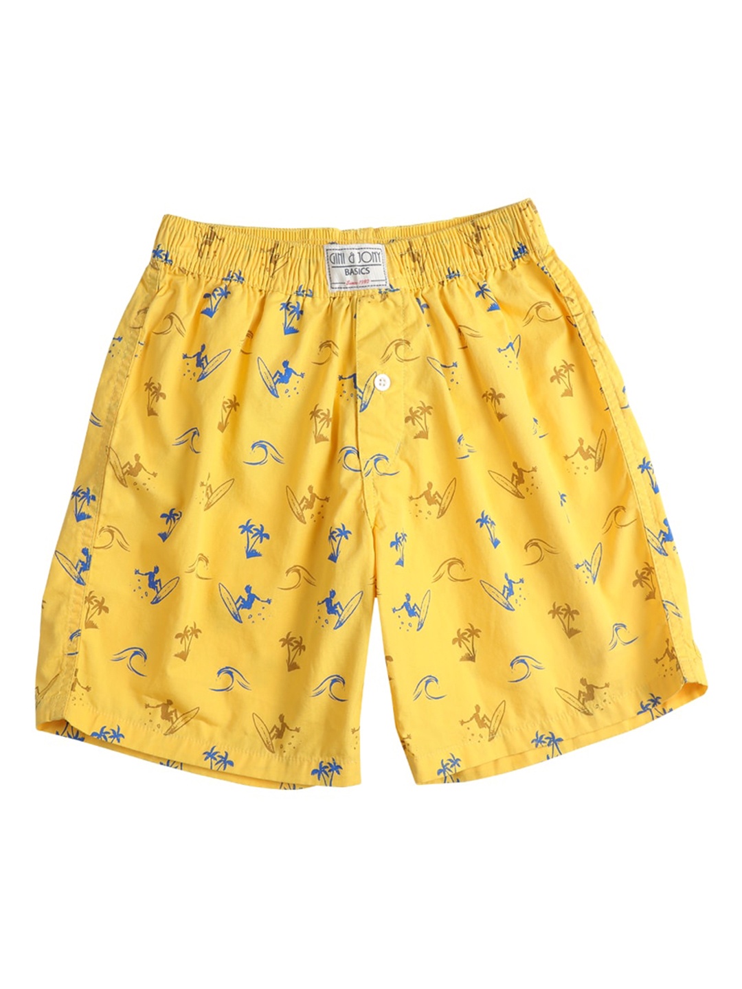 

Gini and Jony Boys Printed Cotton Shorts, Yellow