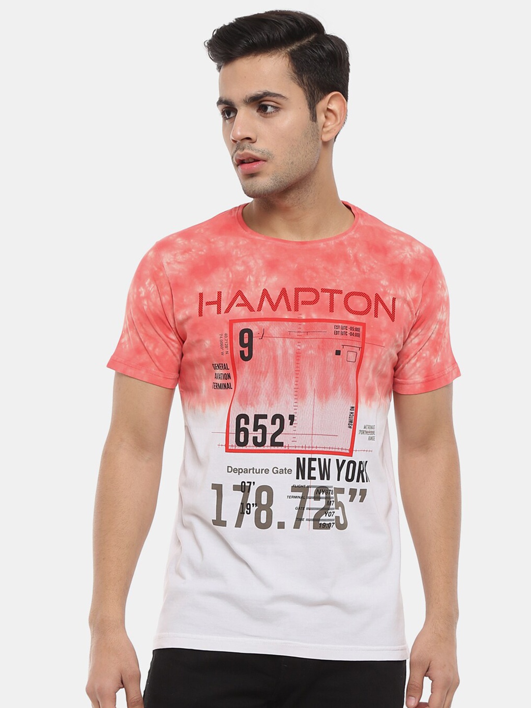 

V-Mart Men Tie and Dye Cotton Slim Fit T-shirt, White