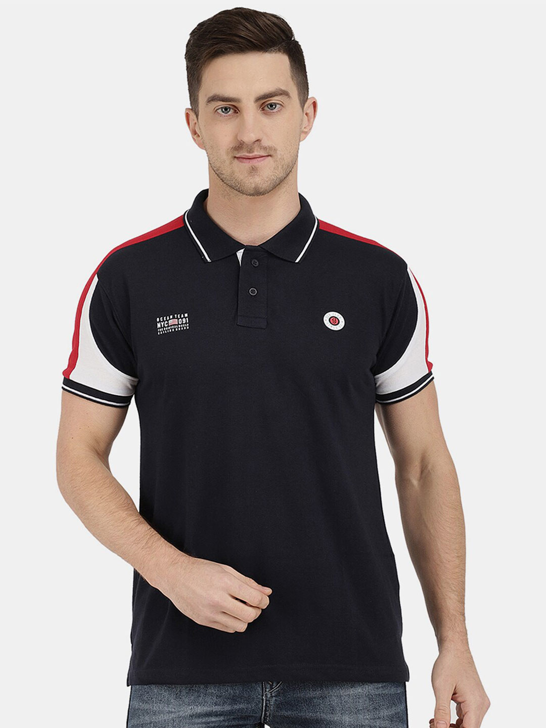 

V-Mart Men Polo Collar Cotton T-shirt, Blue