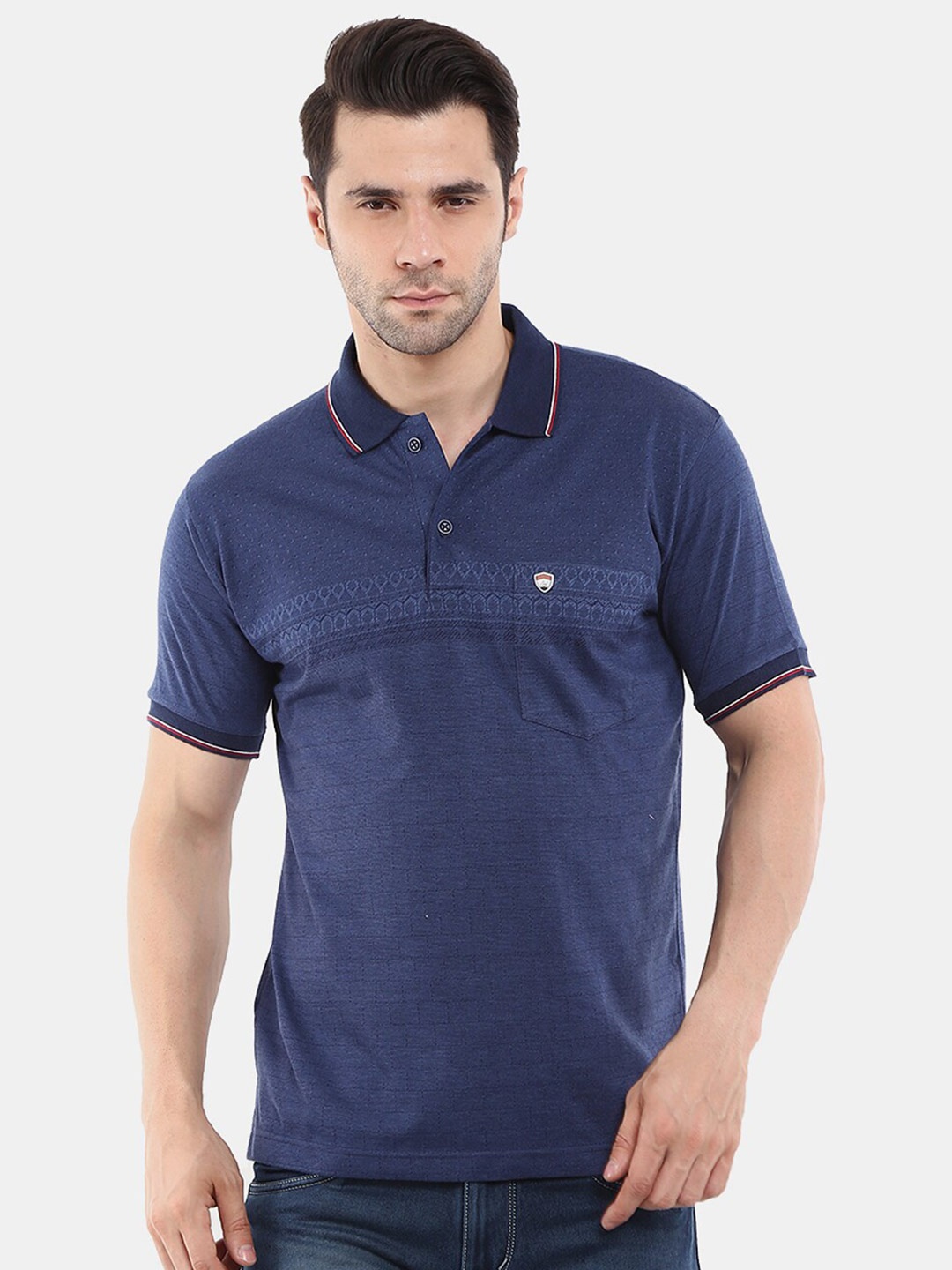 

V-Mart Men Polo Collar Cotton T-shirt, Blue