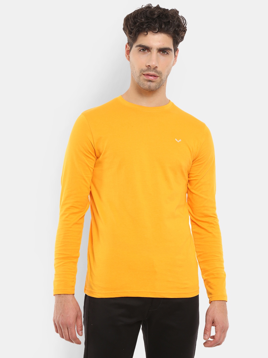 

V-Mart Men Slim Fit Cotton T-shirt, Mustard