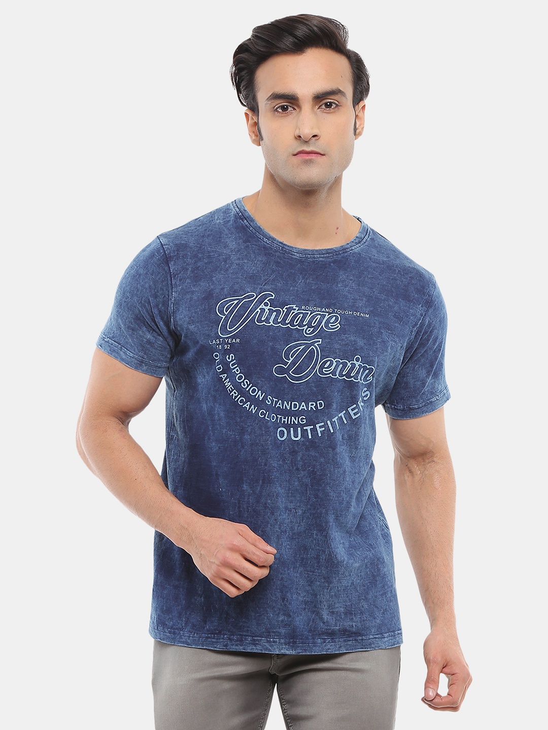 

V-Mart Men Cotton Typography Printed T-shirt, Blue